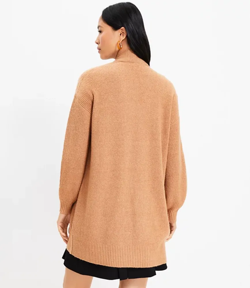 Ribbed Pocket Open Cardigan