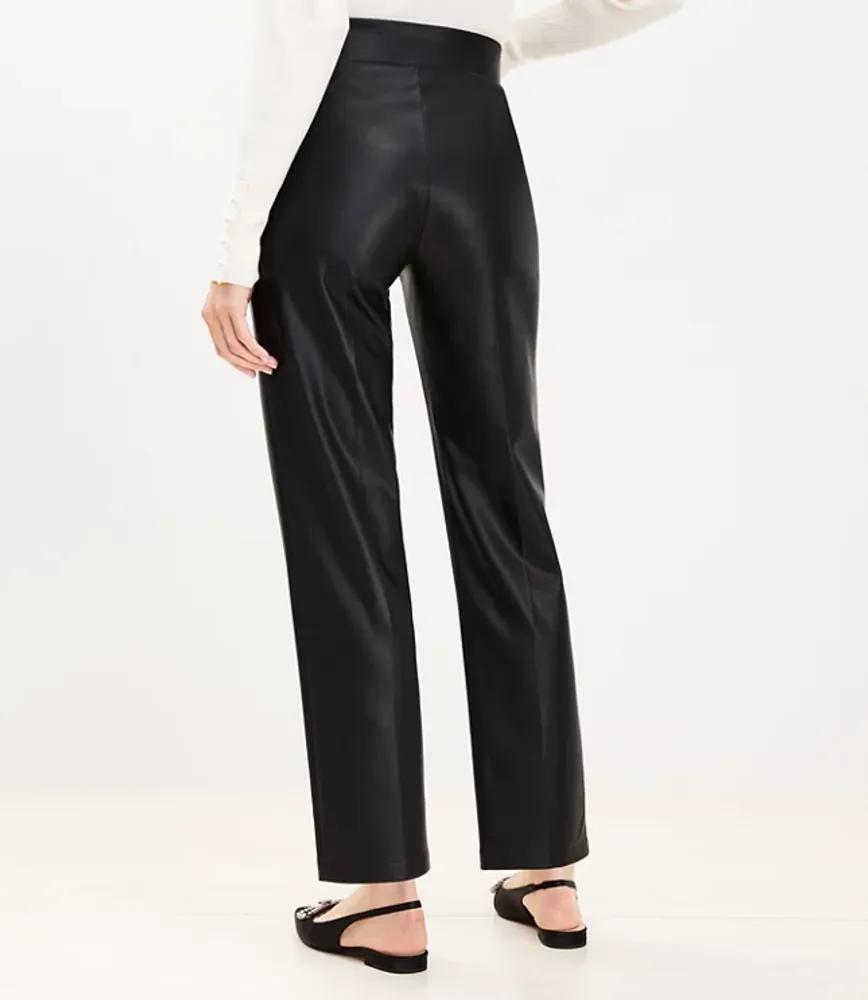 Pull On Straight Pants Faux Leather