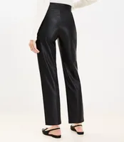 Pull On Straight Pants Faux Leather