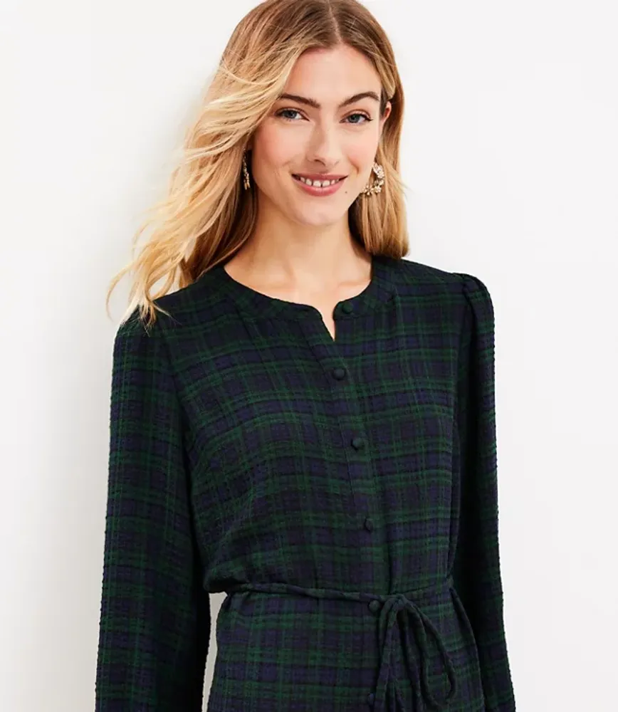 Plaid Godet Shirtdress