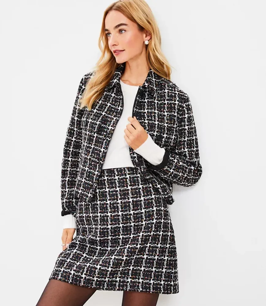 Shimmer Tweed Cropped Shirt Jacket