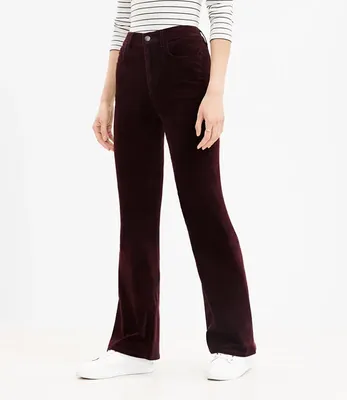 Petite Curvy Five Pocket Slim Flare Pants Velvet