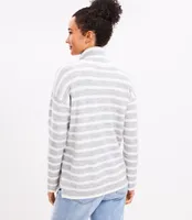 Striped Ribtrim Turtleneck Tunic Sweater