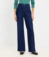 Petite Mariner High Rise Wide Leg Jeans Rinse Wash