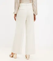 Petite Belted Wide Leg Pants Heathered Brushed Flannel