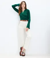 Petite Mariner High Rise Wide Leg Jeans Popcorn