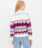 Petite Fair Isle Wide Sleeve Mock Neck Sweater