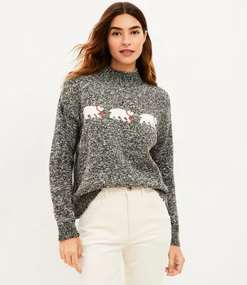 Petite Polar Bear Mock Neck Sweater