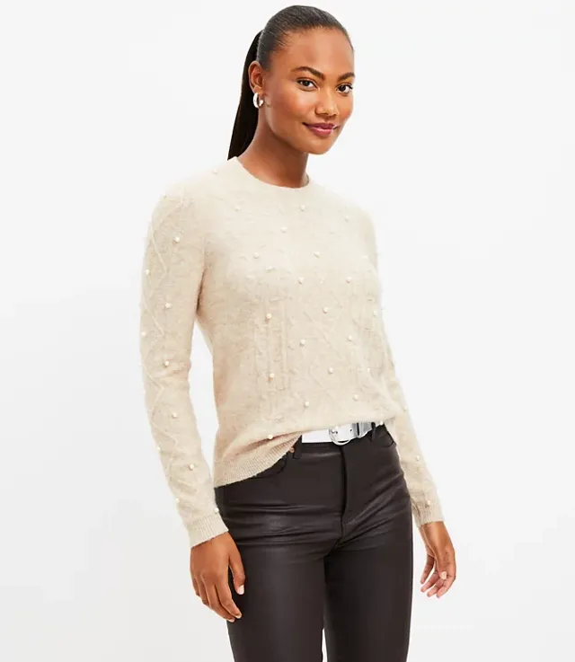 Pearl Trim Cable Knit Top