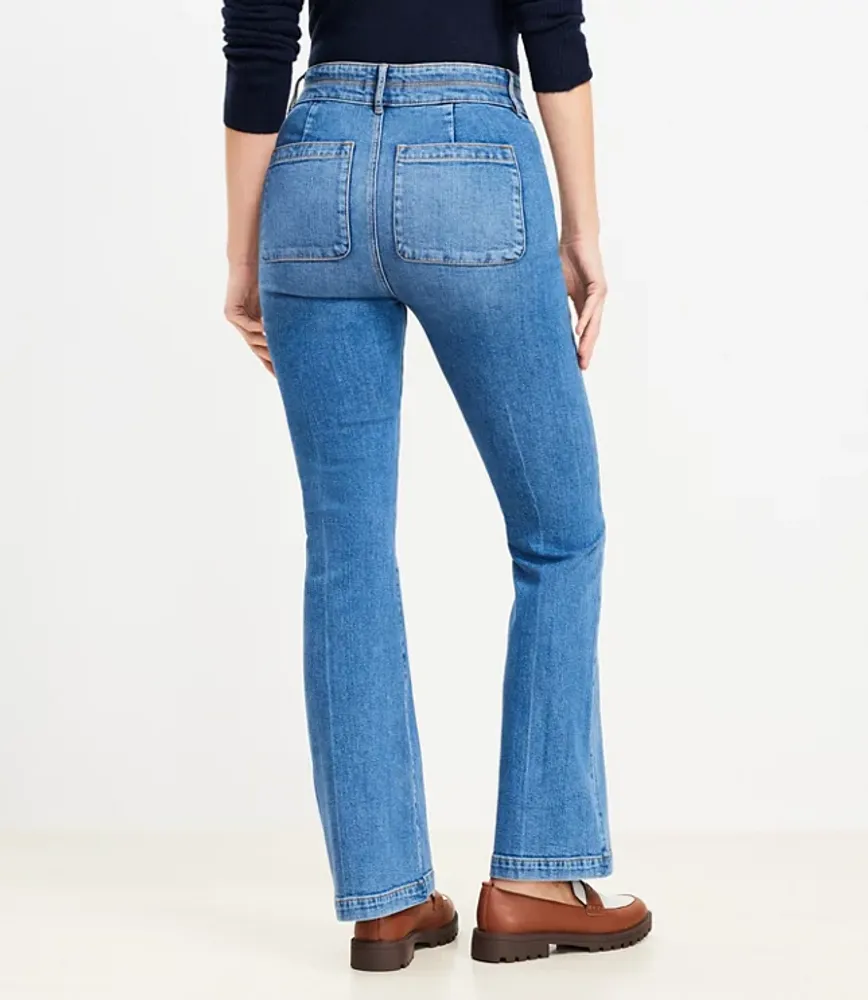 Curvy High Rise Slim Flare Jeans Vintage Mid Indigo Wash