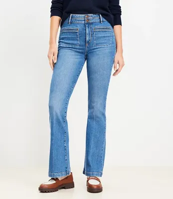 Curvy High Rise Slim Flare Jeans Vintage Mid Indigo Wash