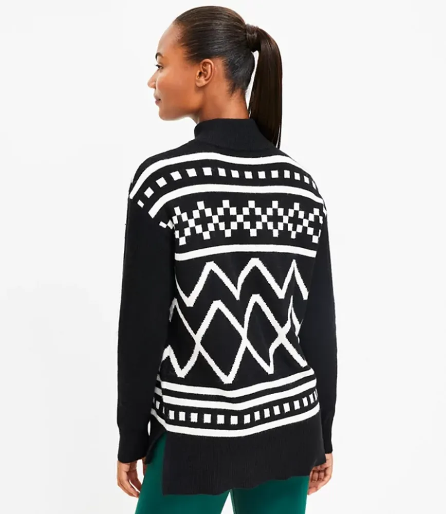 Lou & Grey Fair Isle Half Zip Tunic Sweater