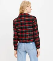 Petite Plaid Textured Tweed Shirt Jacket