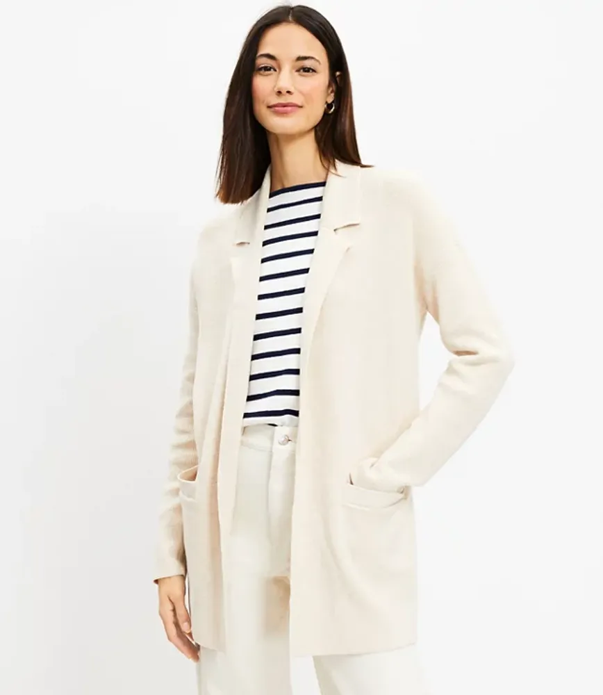 Loft Petite Ribbed Relaxed Open Sweater Blazer