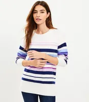 Petite Striped Drop Shoulder Tunic Sweater