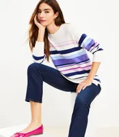 Striped Drop Shoulder Tunic Sweater