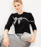 Petite Shimmer Bow Sweater