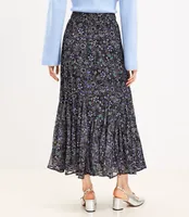 Petite Shimmer Floral Godet Maxi Skirt