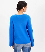 Button Sleeve Split Neck Sweater