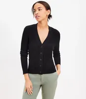 Mixed Ribbed Pocket V-Neck Cardigan