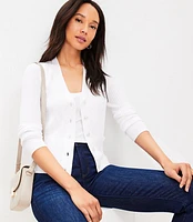 Mixed Ribbed Pocket V-Neck Cardigan