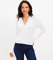 Mixed Ribbed Pocket V-Neck Cardigan