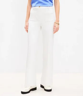 Pintucked Patch Pocket Flare Pants Doubleface