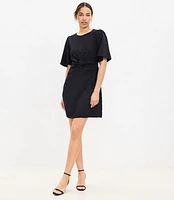 Twist Flutter Sleeve Flare Dress