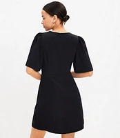 Twist Flutter Sleeve Flare Dress