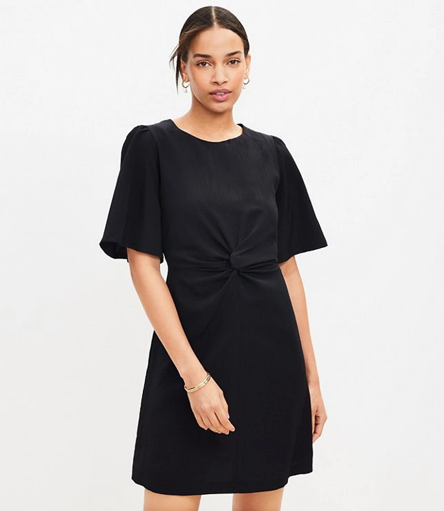 Twist Flutter Sleeve Flare Dress