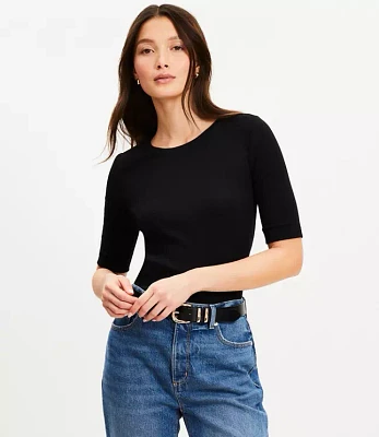 Perfect Ribbed Elbow Sleeve Tee