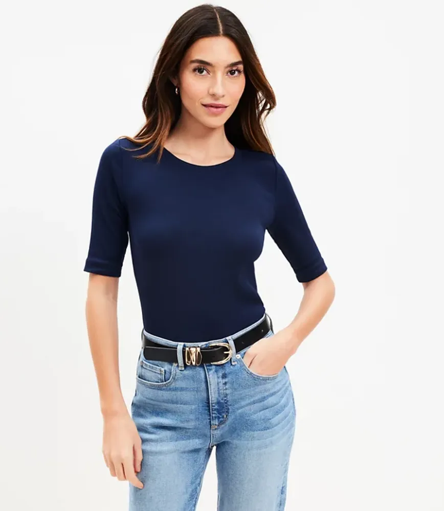 Perfect Ribbed Elbow Sleeve Tee