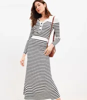 Stripe Ribbed Midi Sweater Skirt