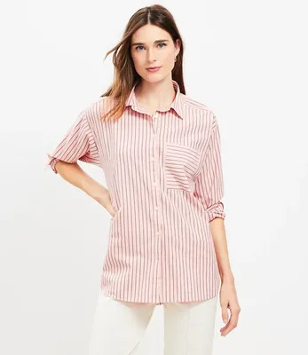 Petite Striped Oversized Everyday Shirt