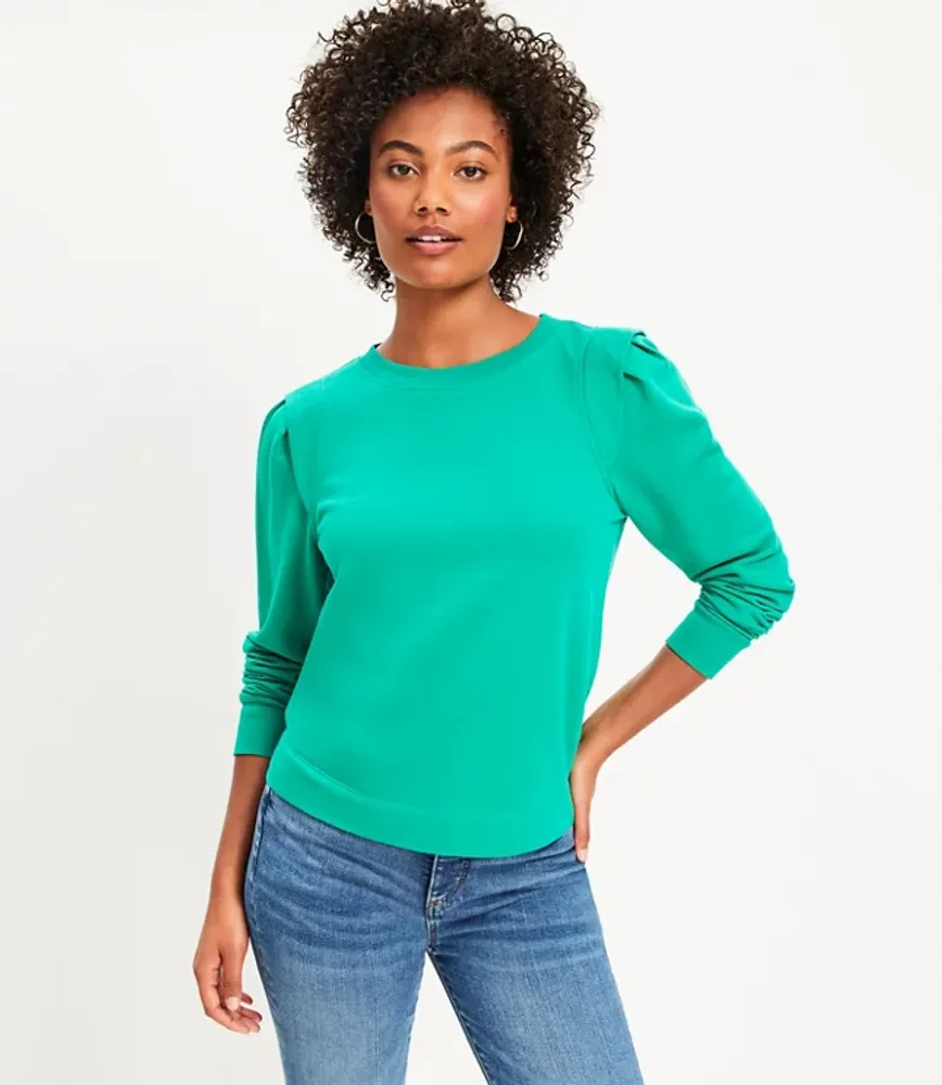 Petite Pleated Sleeve Sweatshirt