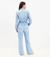 Petite Denim Jumpsuit Vintage Wash