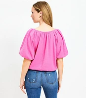 Crinkle Seersucker Bubble Hem Top