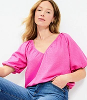 Crinkle Seersucker Bubble Hem Top