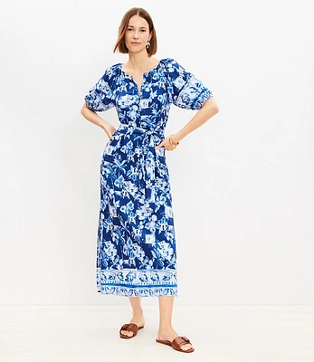 Corfu Weekend Puff Sleeve Midi Dress