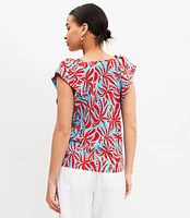 Flutter Sleeve Mixed Media Top