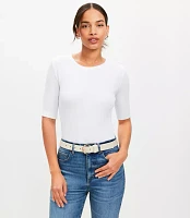 Petite Perfect Ribbed Elbow Sleeve Tee