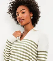 Petite Striped V-Neck Sailor Sweater