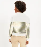 Petite Striped V-Neck Sailor Sweater