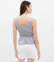 Seersucker Stripe Modern Peplum Tank Top