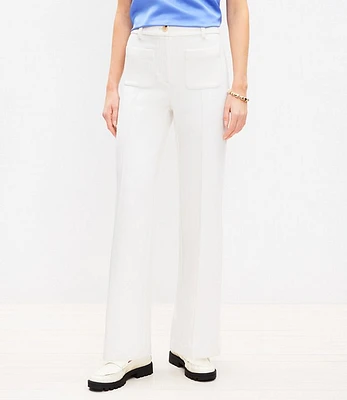 Petite Pintucked Patch Pocket Flare Pants Doubleface