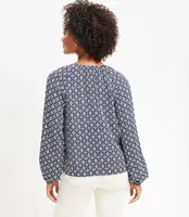 Petite Geo Shirred Raglan Blouse