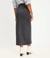 Petite Fresh Cut Denim Maxi Skirt Washed Black