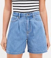 Petite A-Line Denim Shorts Classic Mid Wash