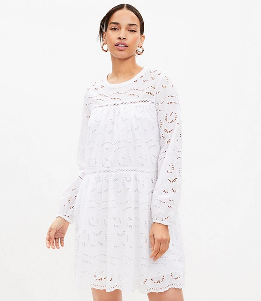 Tall Eyelet Long Sleeve Swing Dress