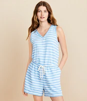 Lou & Grey Striped Cozy Cotton Terry V-Neck Romper